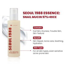 Load image into Gallery viewer, KSECRET | SEOUL 1988 Essence : Snail Mucin 97% + Rice 100ml
